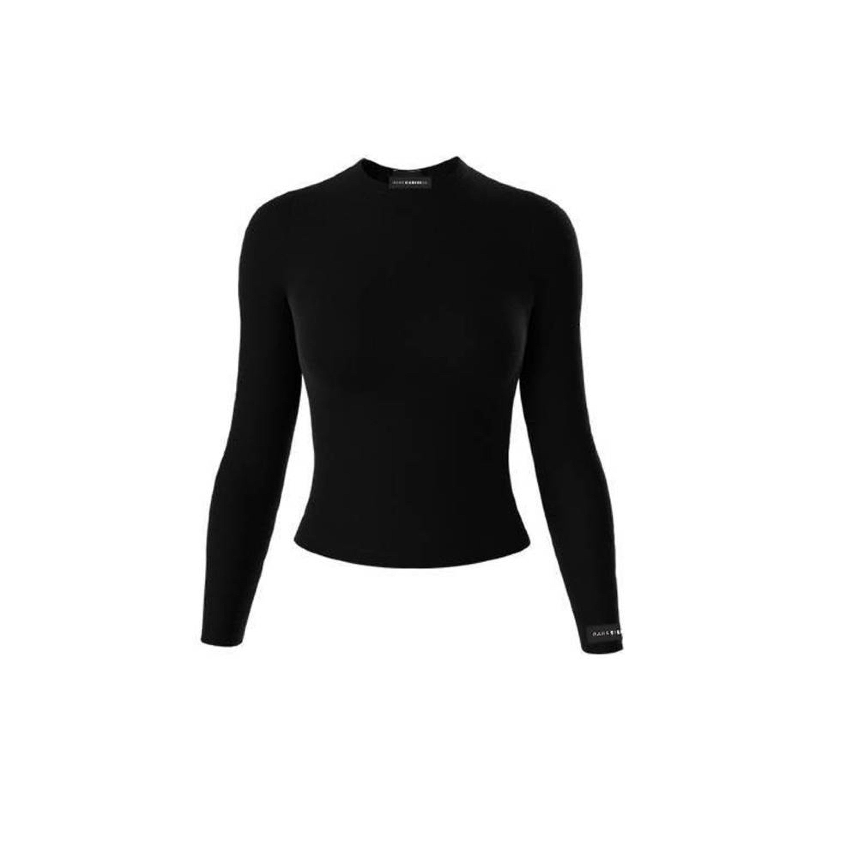 Long Sleeve Ribbed Top - Noir (Black)