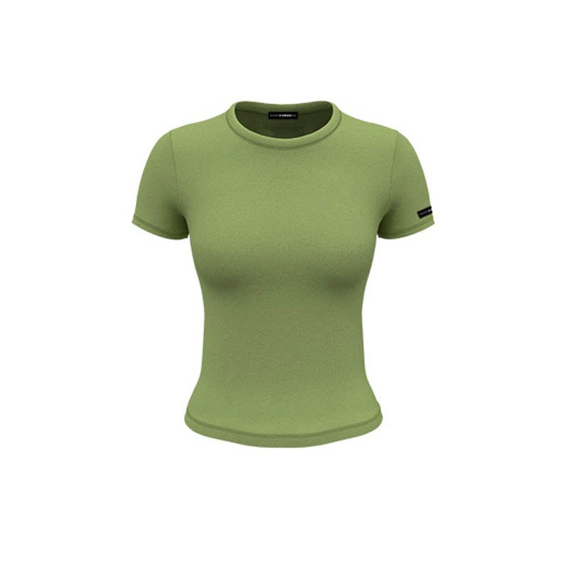 Ultra Soft Short Sleeve Ribbed Top - Sage (Soft Green)