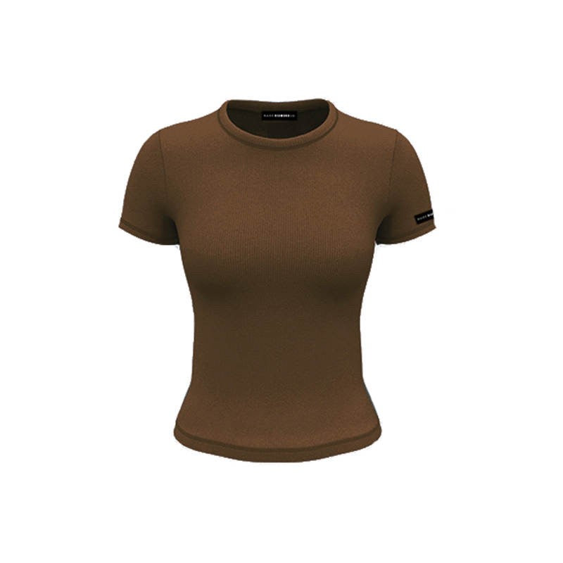 Ultra Soft Short Sleeve Ribbed Top - Chocolate Truffle (Brown)