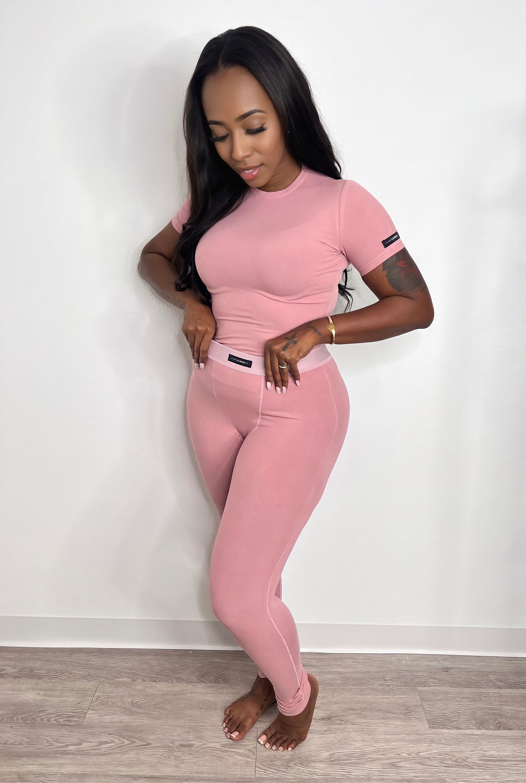 Cotton Ribbed Leggings - Rosé (Dusty Pink)