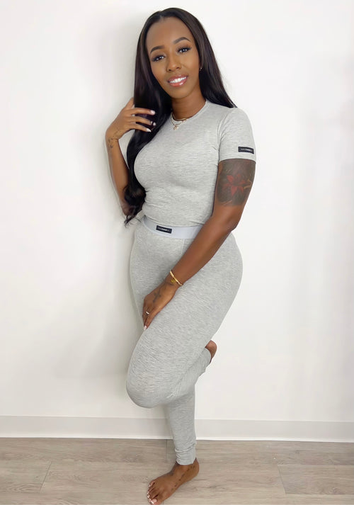 Cotton Ribbed Leggings - Storm (Gray)
